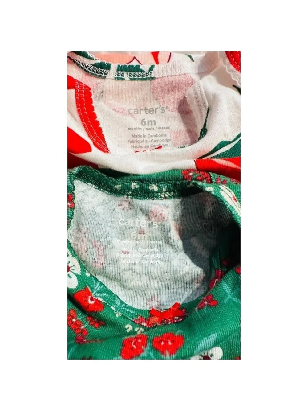 Carter's Set of Two Floral One Piece Long Sleeve Green & White Girls Size 6M